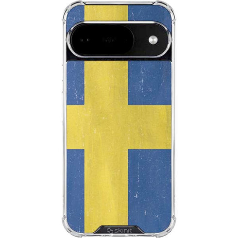 Sweden Flag Distressed Google Pixel 10 Clear Case
